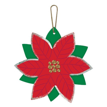 Poinsettia Metallic Ornament 4.50in x 4.75in
