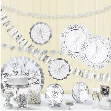 Happy 25th Anniversary Metallic Room Decorating Kit 10pcs