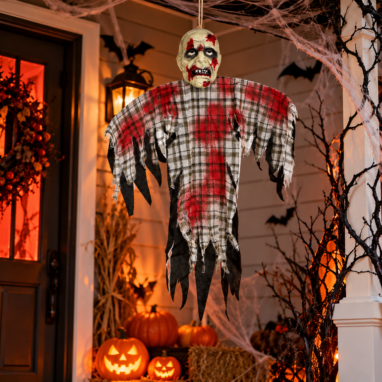 Hanging Zombie Fabric & Plastic Decoration 4ft