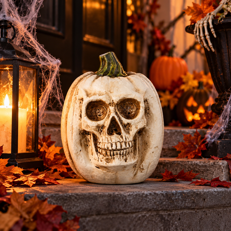 Scary Face Pumpkin Resin