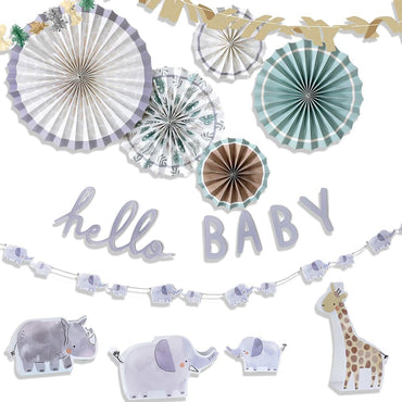 Baby Shower Soft Jungle Hello Baby Room Decorating Kit 13pcs