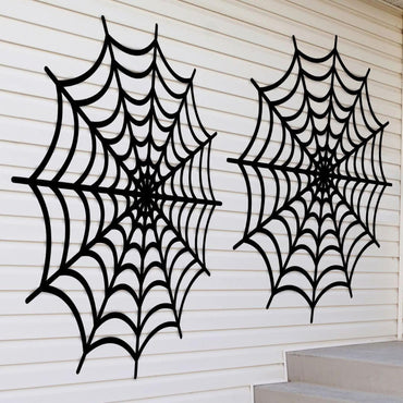 Spooky Black Spiderweb Plastic Door Decoration 65x65in