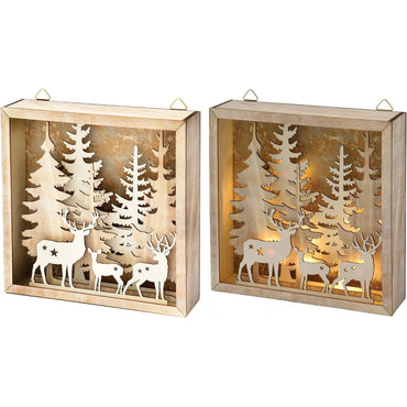 Light Up Christmas Trees and Reindeer Wood Decorations