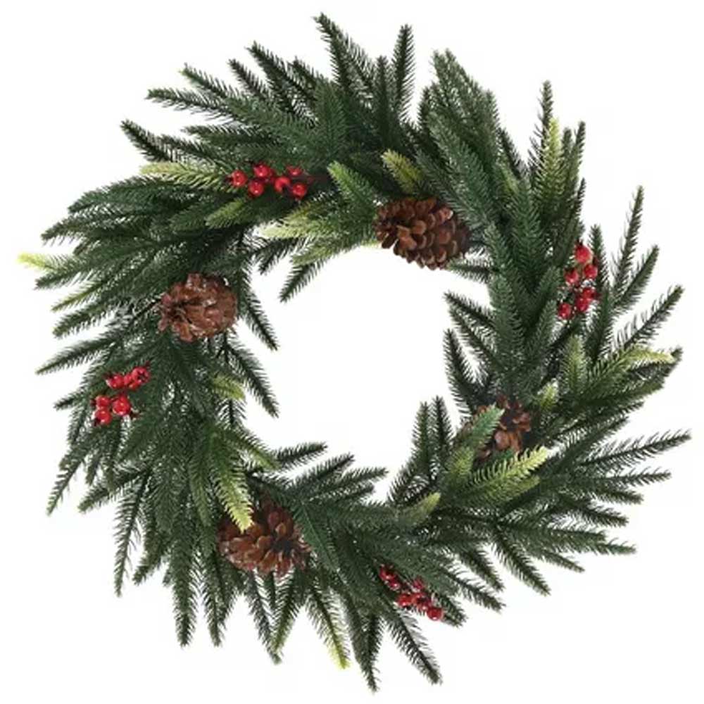 Faux Pine Wreath 24in