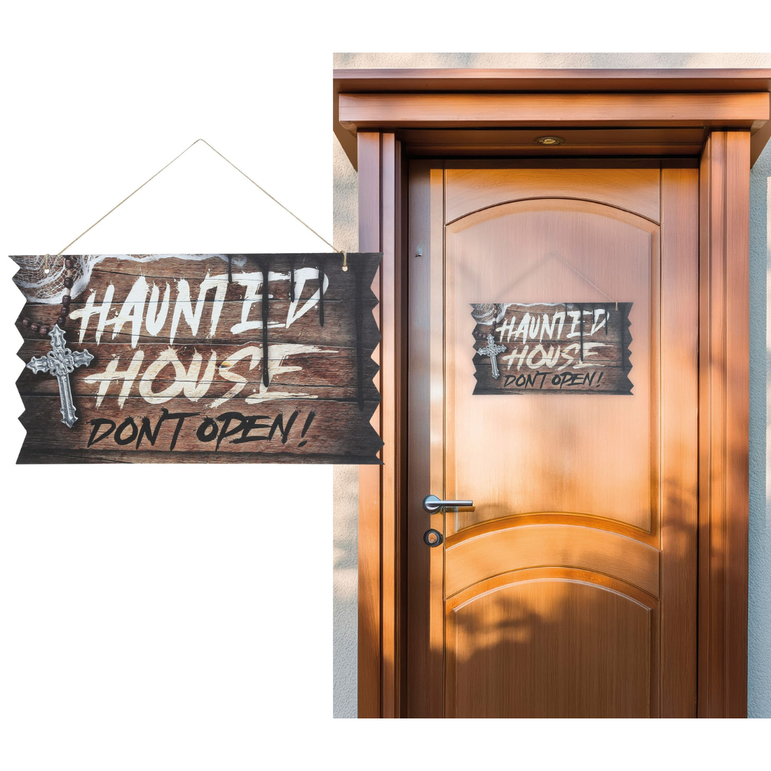 "Haunted House" Wood Sign 35x20cm