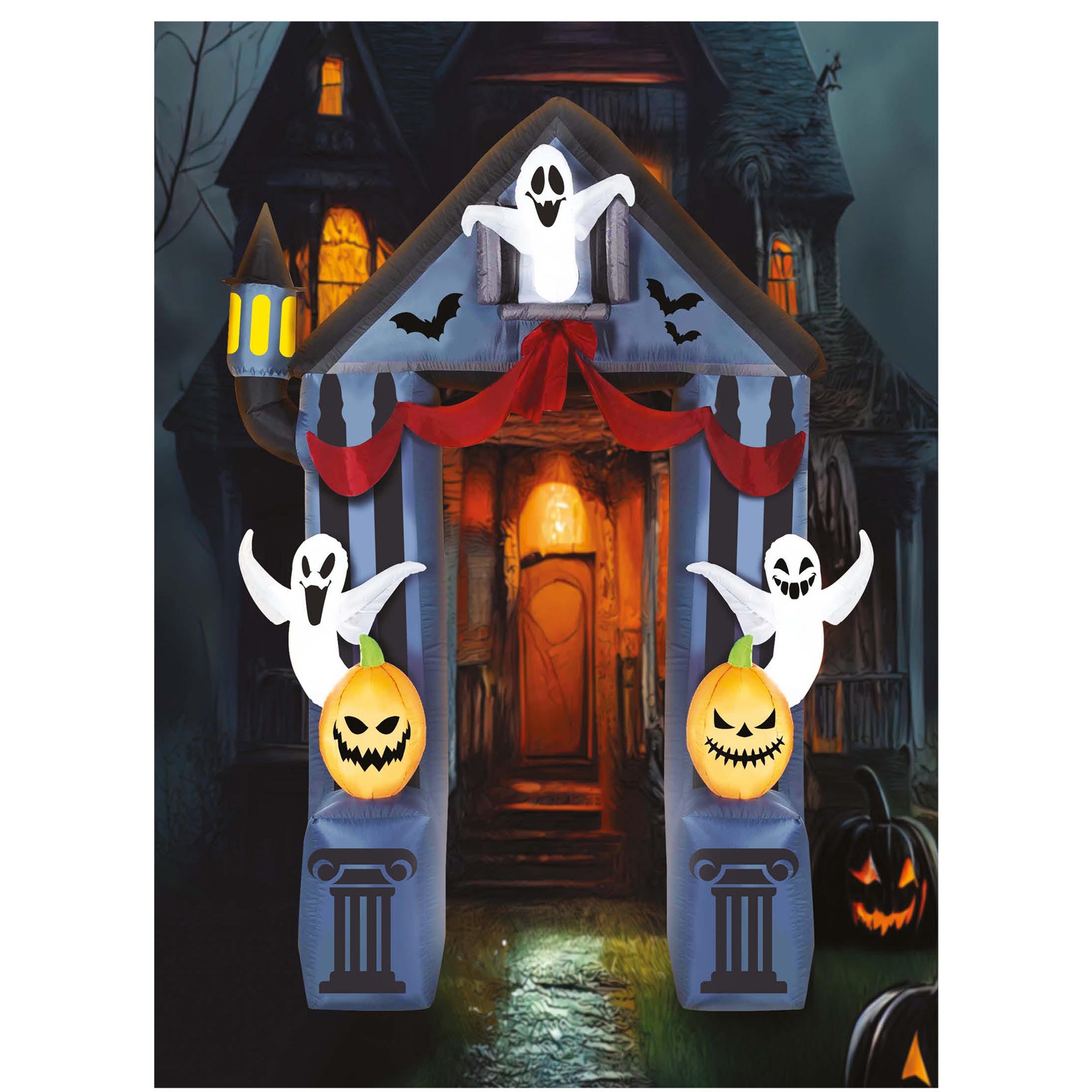 Halloween Inflatable Arch with Ghosts and Pumpkins 240x200 cm