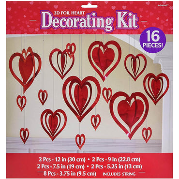 Valentine Hanging Decoration 3D Foil Heart