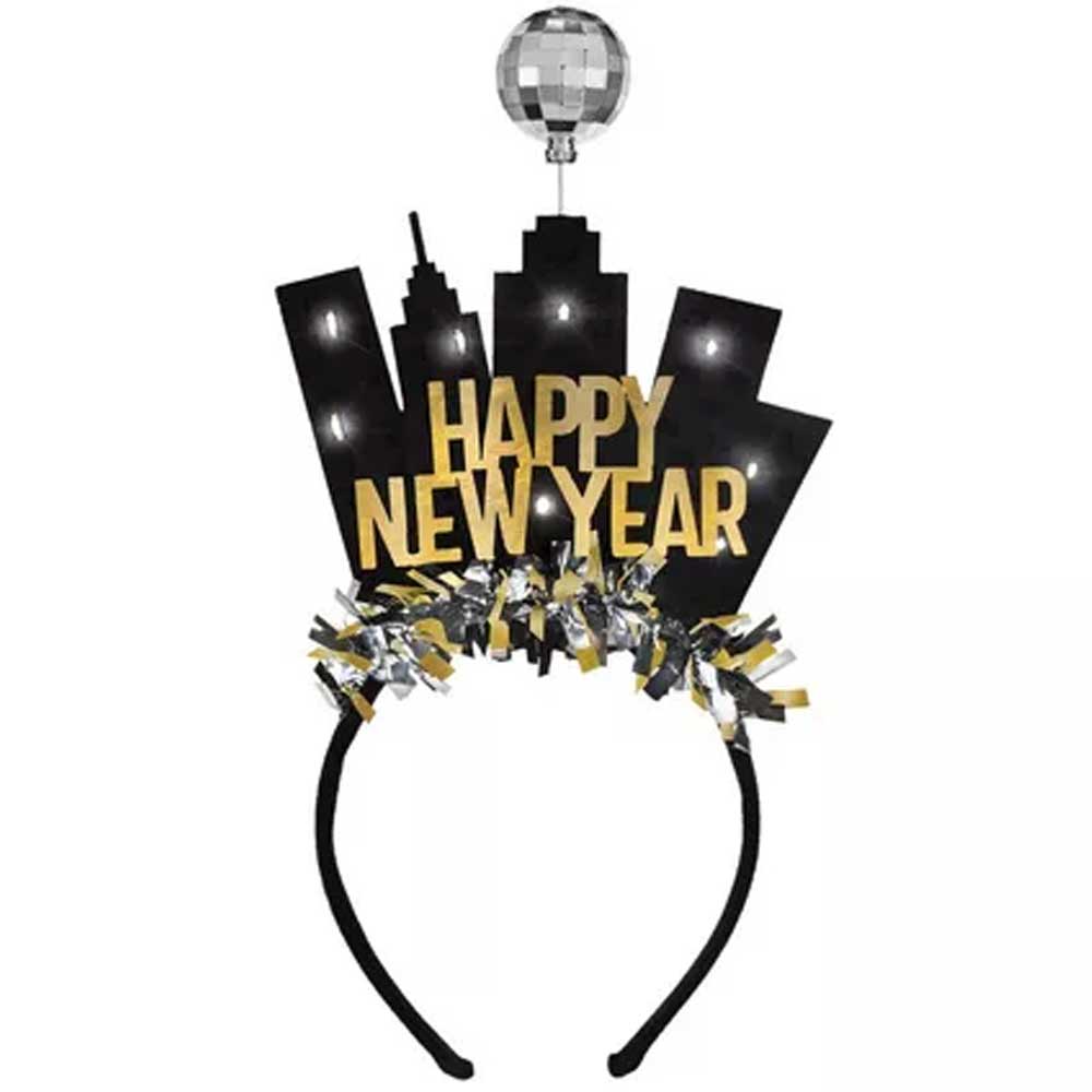 Light-Up Happy New Year Ball Drop Headband Foil