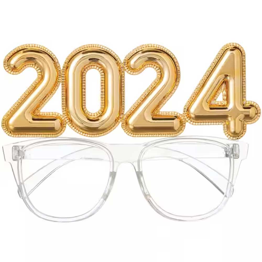 2024 NYE Gold Balloon Number Glasses