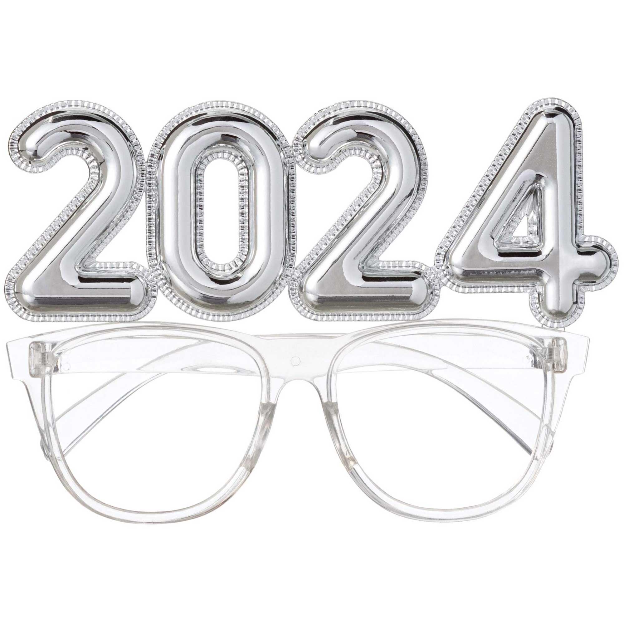 2024 NYE Silver Balloon Number Glasses