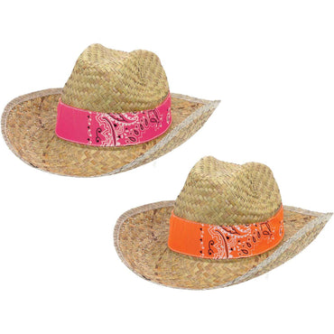 Spanish Straw Hat With Bandana Band