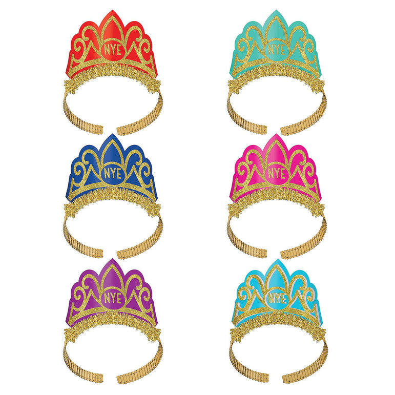 New Year Paper & Foil Tiara Multi Color 6pcs
