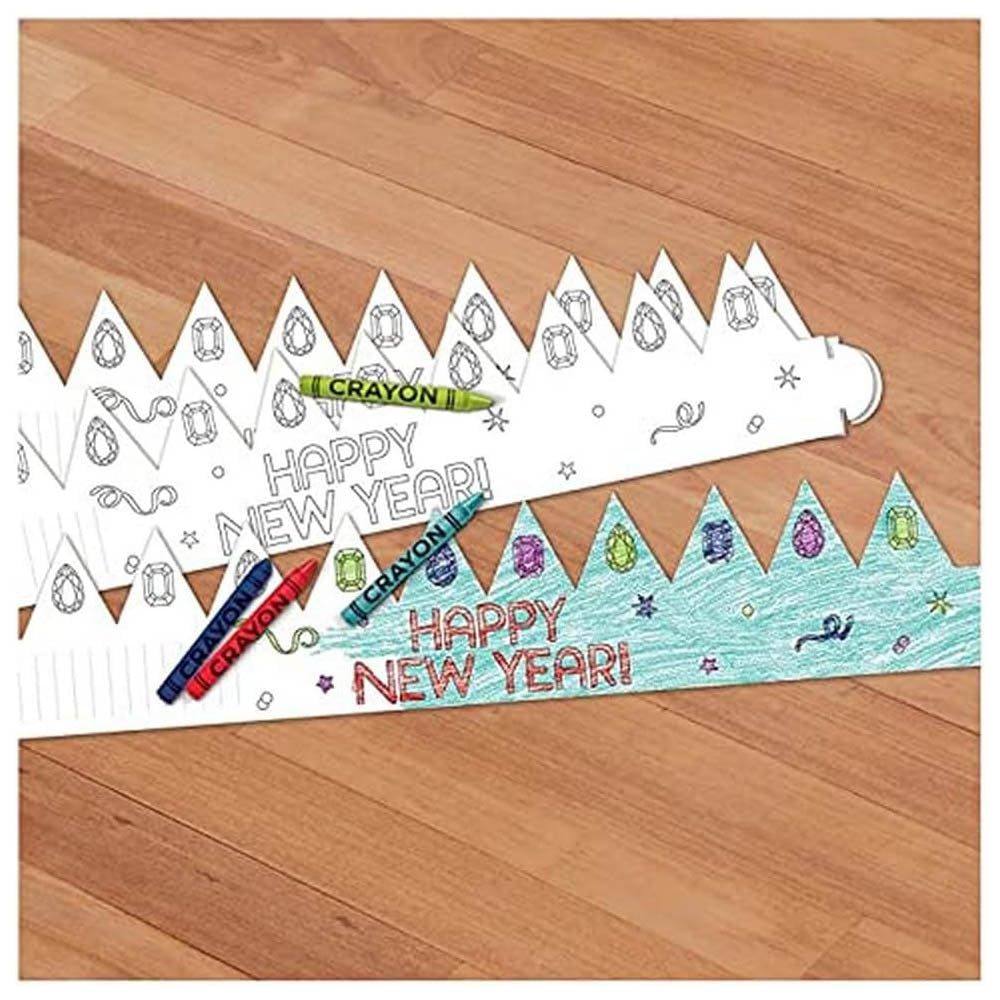 New Year’s Eve Paper Colouring Crowns 8pcs