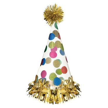 Large Cone Hat Transparent  Foil & Glitter 10in