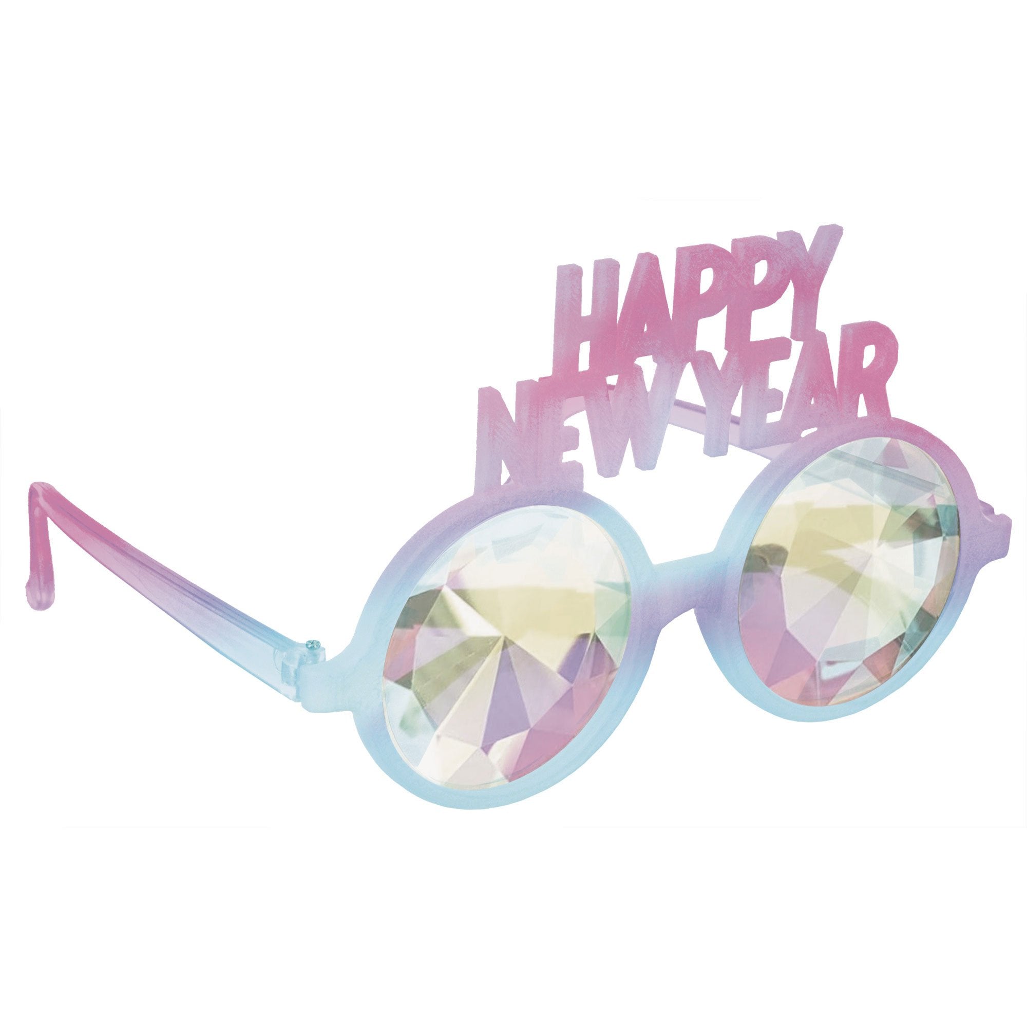 Happy New Year Faceted Plastic Glasses