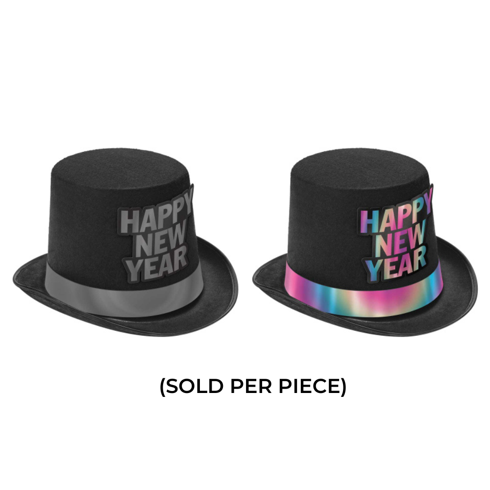 Happy New Year Illuminiating Fabric Top Hat (sold per piece)