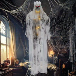 Halloween Hanging Skeleton Bride with Light Up Eyes 180cm