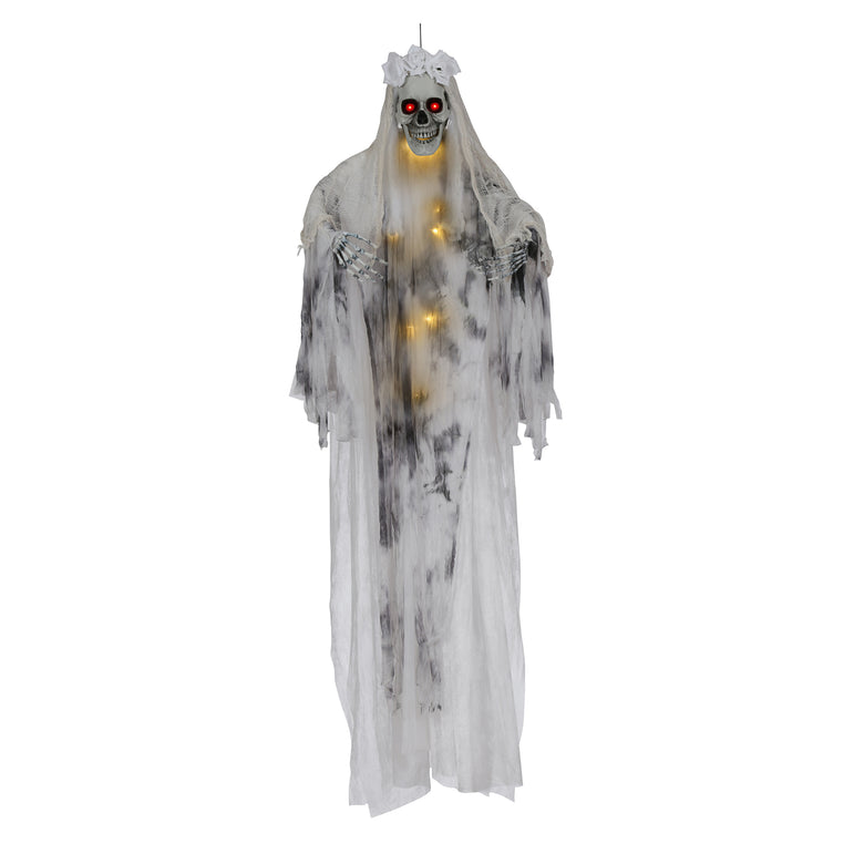 Halloween Hanging Skeleton Bride with Light Up Eyes 180cm