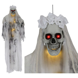 Halloween Hanging Skeleton Bride with Light Up Eyes 180cm