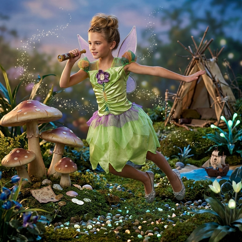 Child Tinker Bell Rainbow Classic Peter Pan Costume