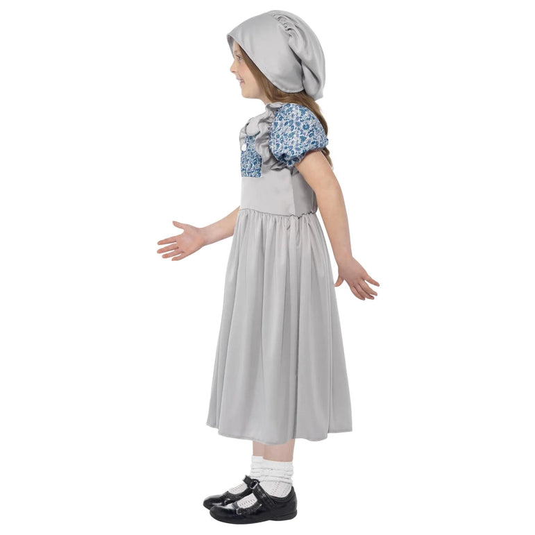 Child Victorian School Girl Grey Costume