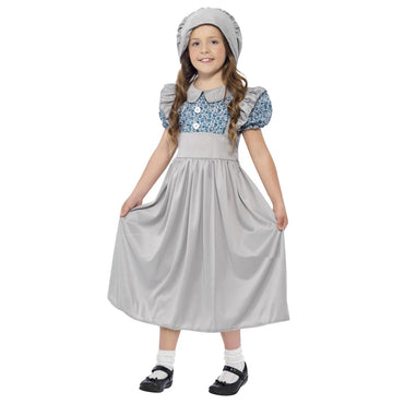 Child Victorian School Girl Grey Costume