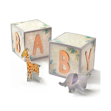 Baby Shower Soft Jungle Hello Baby Block Centerpiece Decoration 4pcs