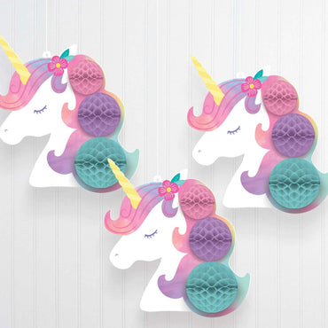 Enchanted Unicorn Honeycomb Decoration 3pcs