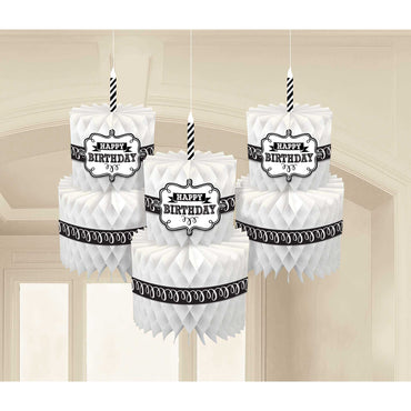 Chalkboard Birthday Honeycomb Cake Decorations 3pcs