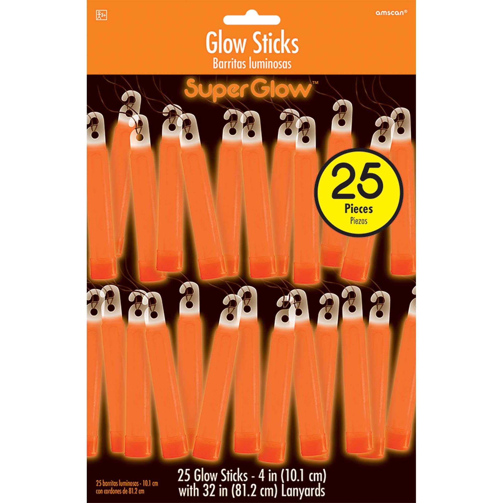 Orange Glow Sticks Mega Pack 4in, 25pcs