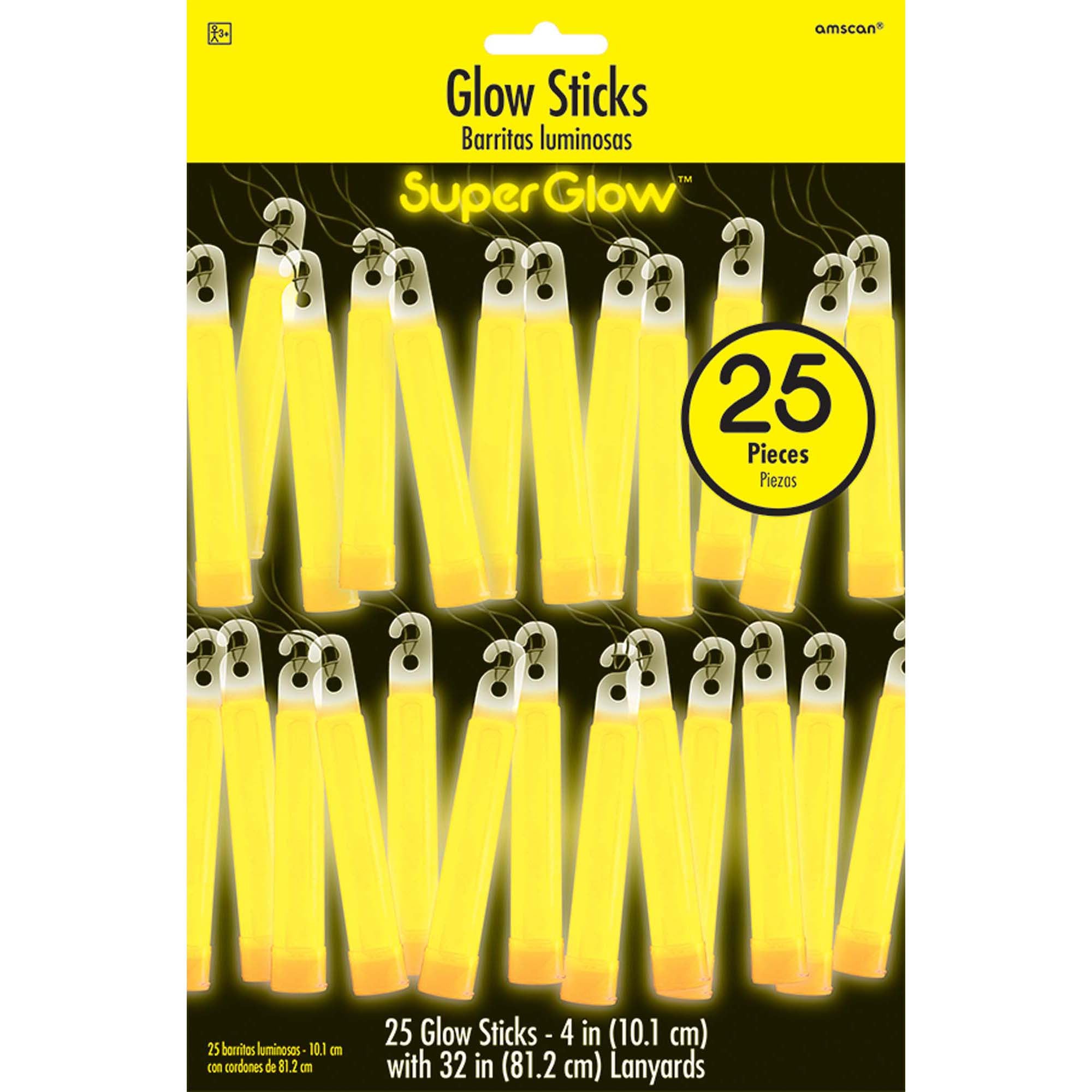 Yellow Glow Sticks Mega Pack 4in, 25pcs