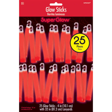 Red Glow Sticks Mega Pack 4in, 25pcs
