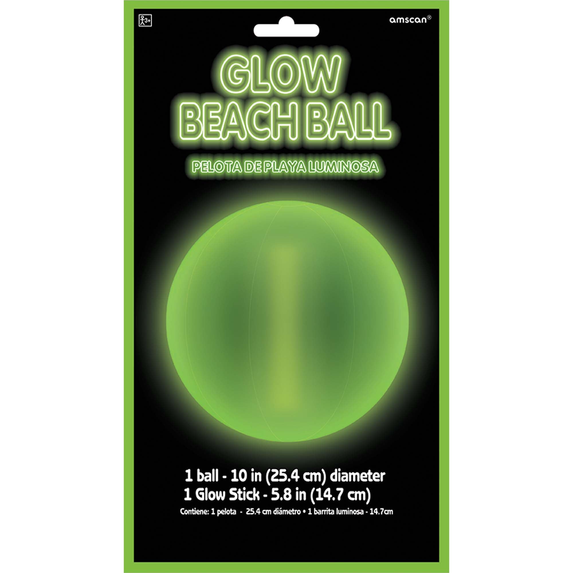 Glow Plastic Beach Ball 10in