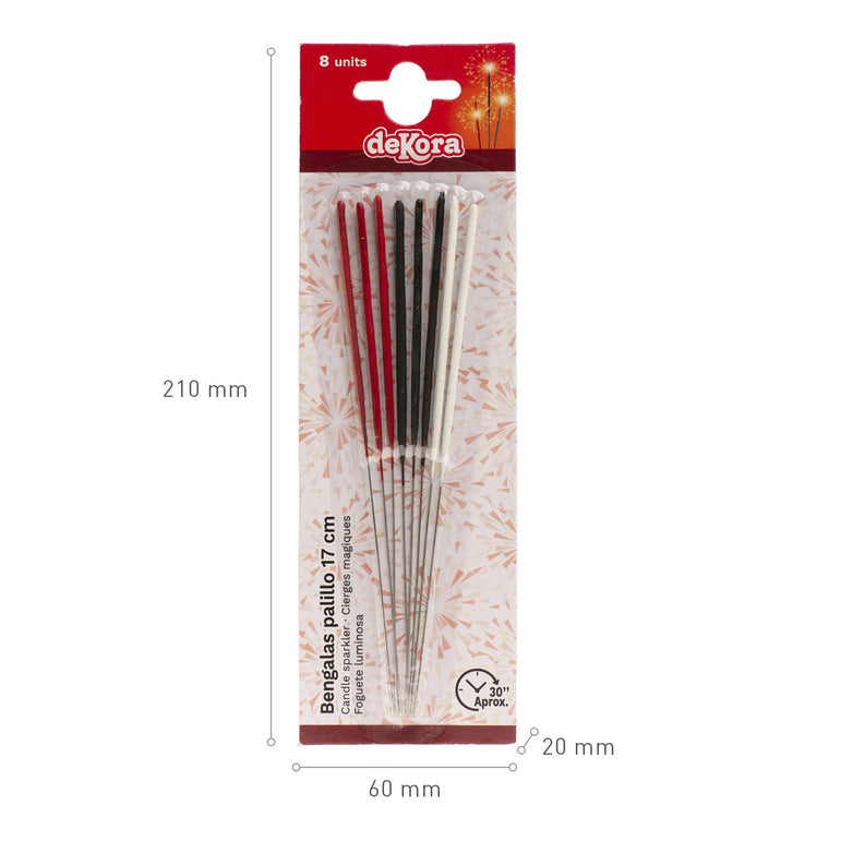 Blister 8 Candle Colour Sparkler 17cm, 8pcs
