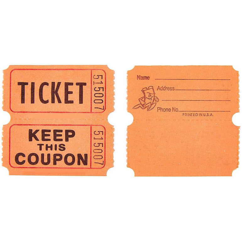 Orange Double Ticket Roll 2000 Counts