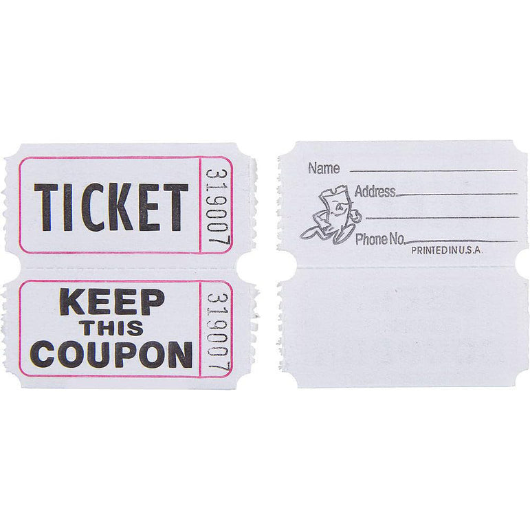 White Double Ticket Roll 2000 Counts
