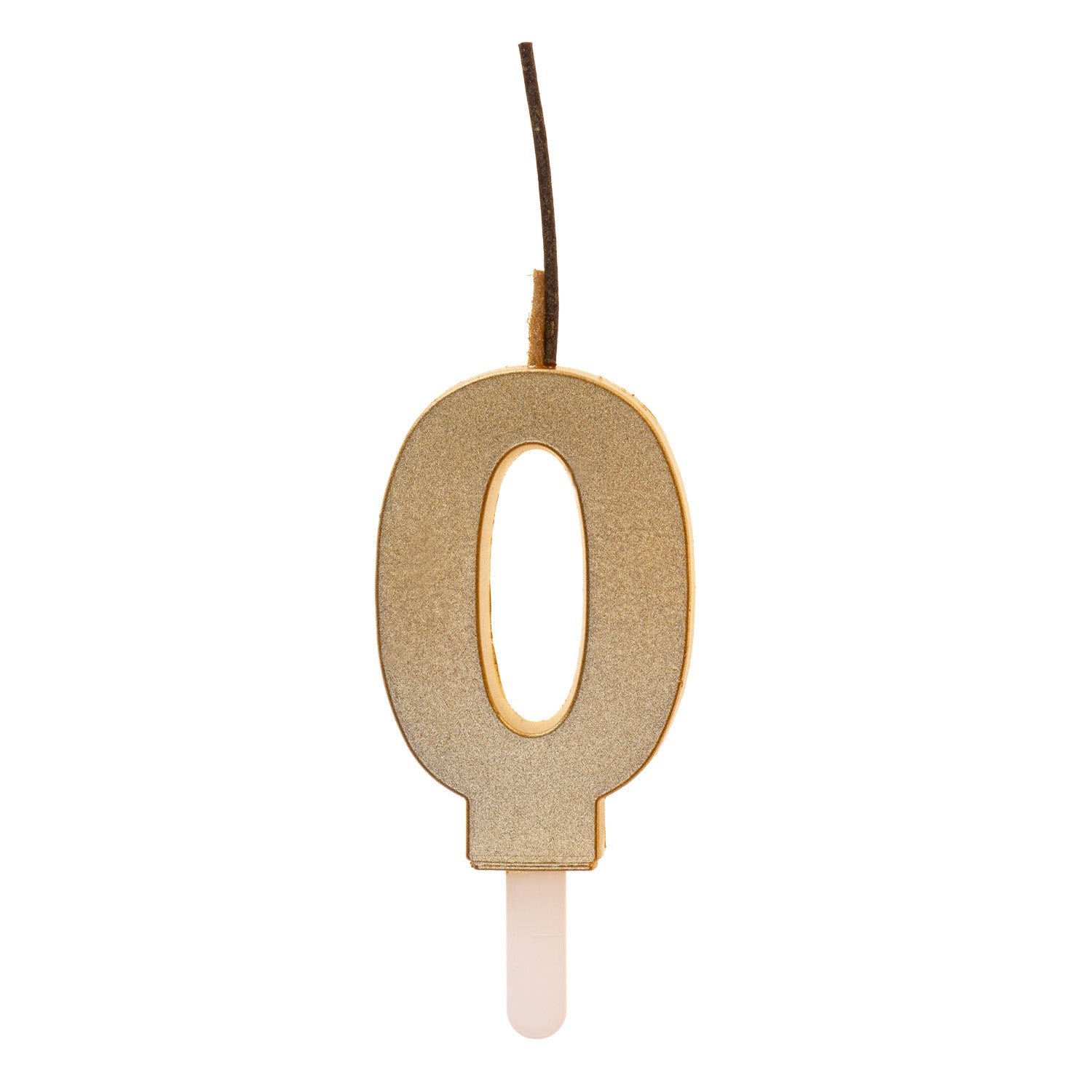 Number 0 Sparkling Gold Birthday Candle