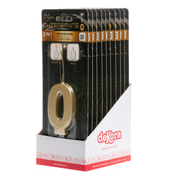 Number 0 Sparkling Gold Birthday Candle
