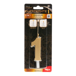 Number 1 Sparkling Gold Birthday Candle