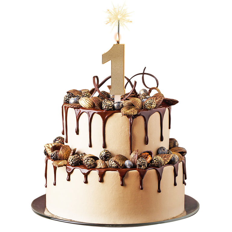 Number 1 Sparkling Gold Birthday Candle