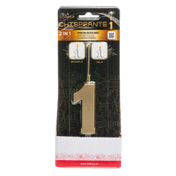 Number 1 Sparkling Gold Birthday Candle