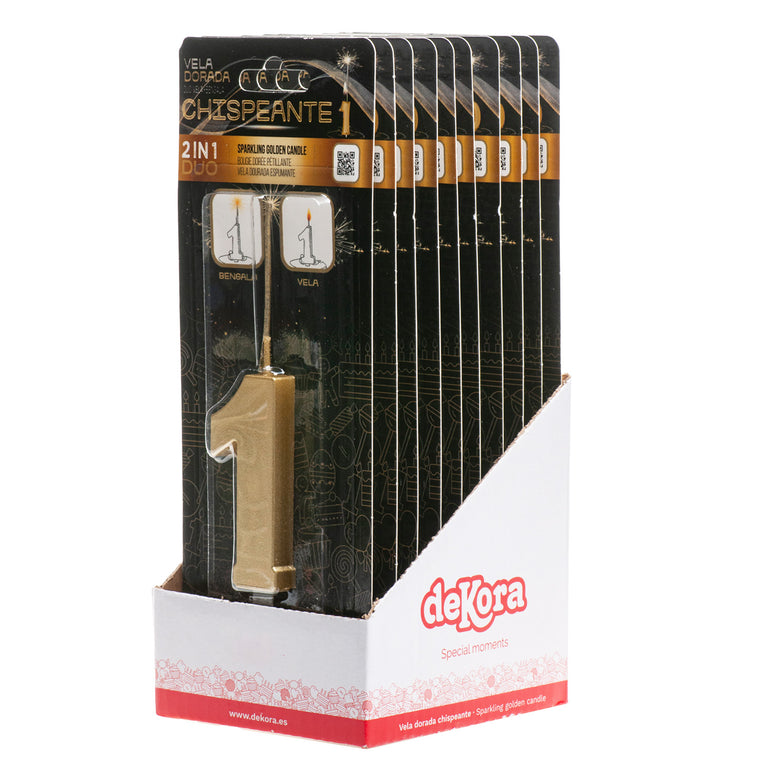 Number 1 Sparkling Gold Birthday Candle