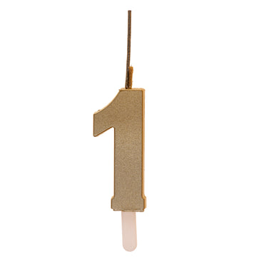Number 1 Sparkling Gold Birthday Candle
