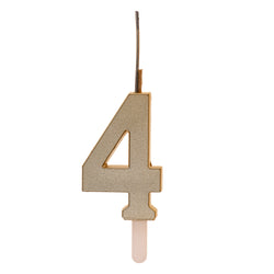 Number 4 Sparkling Gold Birthday Candle