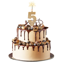 Number 5 Sparkling Gold Birthday Candle
