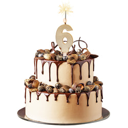 Number 6 Sparkling Gold Birthday Candle