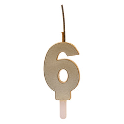 Number 6 Sparkling Gold Birthday Candle