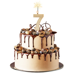 Number 7 Sparkling Gold Birthday Candle
