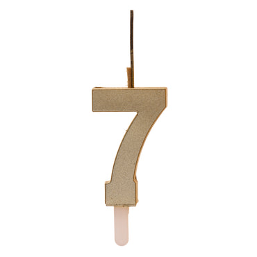 Number 7 Sparkling Gold Birthday Candle