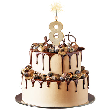 Number 8 Sparkling Gold Birthday Candle